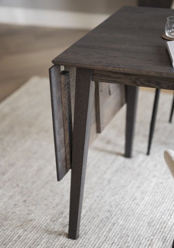 ROWICO Filippa klapbord, kvadratisk - mrkebrun eg (120(+45)x80)