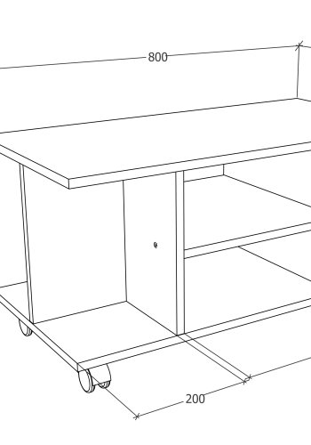 VCM NORDIC Findalo TV-bord, m. 4 rum og hjul - hvid tr (80x40)