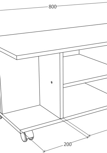 VCM NORDIC Findula sofabord, m. 6 rum og hjul - hvid tr (80x40)