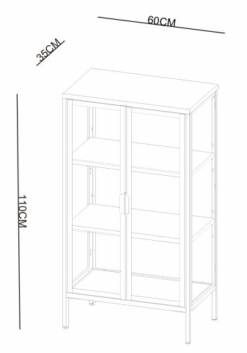 VCM NORDIC Floka M vitrineskab, m. 2 lger og 2 hylder - glas og sort stl