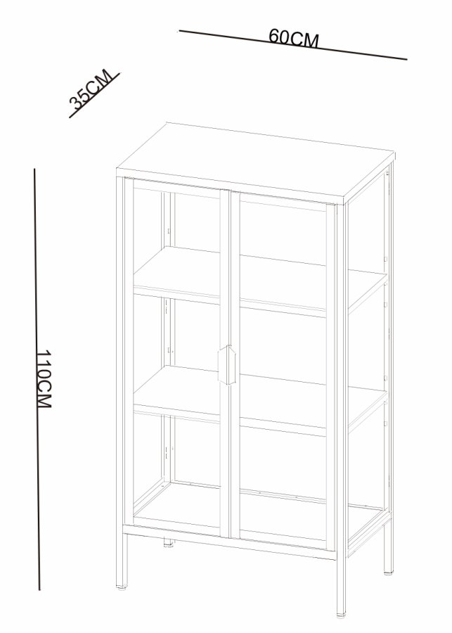 VCM NORDIC Floka M vitrineskab, m. 2 lger og 2 hylder - glas og sort stl