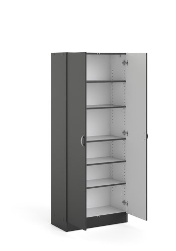 TVILUM Focus garderobeskab, m. 2 lger og 5 hylder - mat sort folie/spnplade