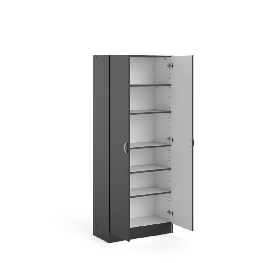 TVILUM Focus garderobeskab, m. 2 lger og 5 hylder - mat sort folie/spnplade