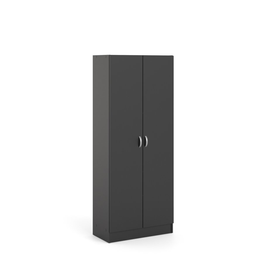 TVILUM Focus garderobeskab, m. 2 lger og 5 hylder - mat sort folie/spnplade