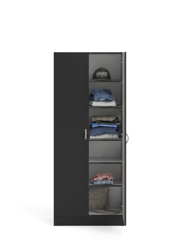 TVILUM Focus garderobeskab, m. 2 lger og 5 hylder - mat sort folie/spnplade