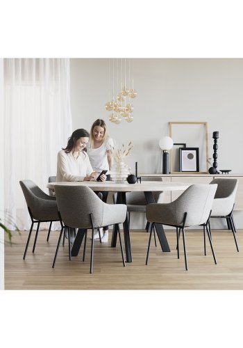 ROWICO Fred rundt spisebord - massivt hvidpigmenteret egetr og sort metal ( 160)