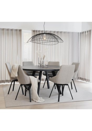 ROWICO rundt Fred spisebord - sort asketr og sort metal (160)