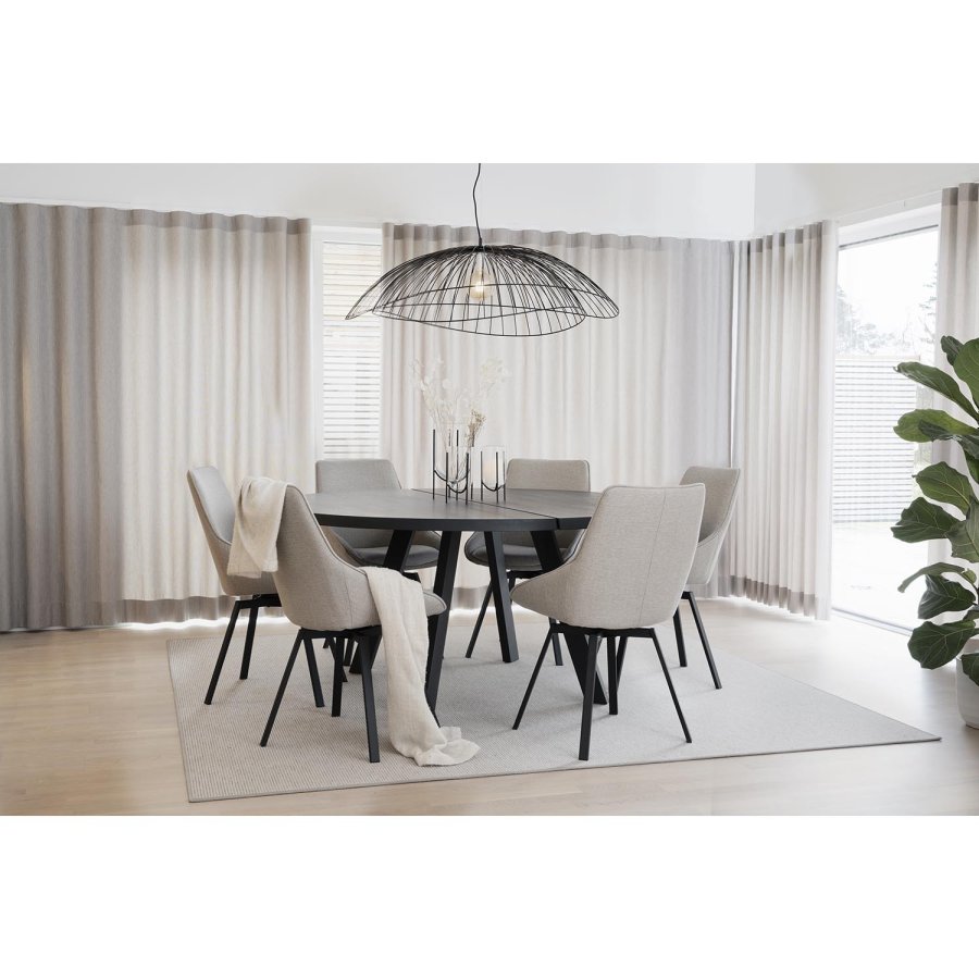 ROWICO rundt Fred spisebord - sort asketr og sort metal (160)