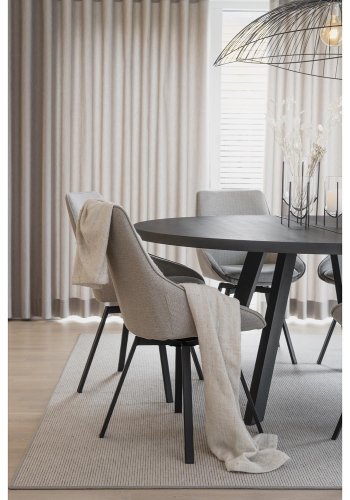 ROWICO rundt Fred spisebord - sort asketr og sort metal (160)