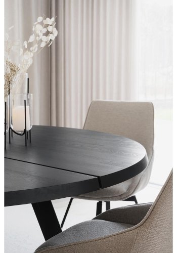 ROWICO rundt Fred spisebord - sort asketr og sort metal (160)