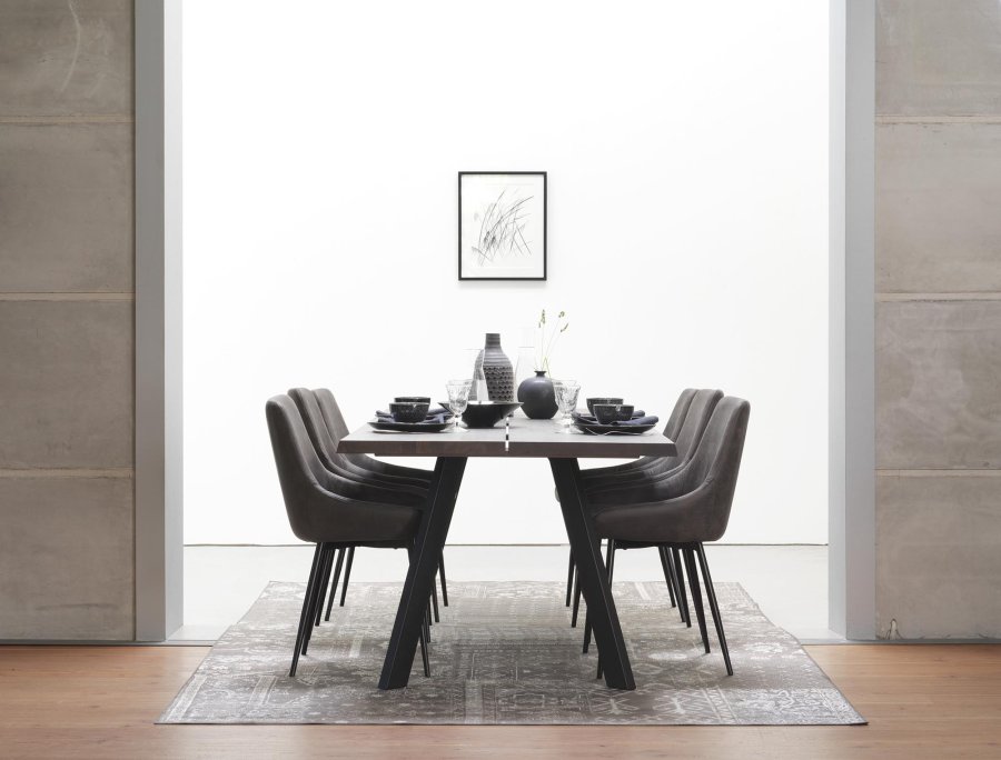 ROWICO Fred plankebord - mrkebrun eg og sort metal (240x100) 