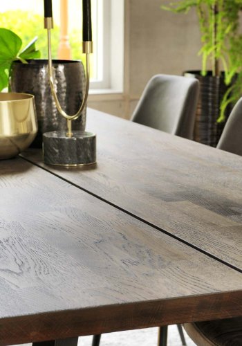 ROWICO Fred plankebord - mrkebrun eg og sort metal (240x100) 