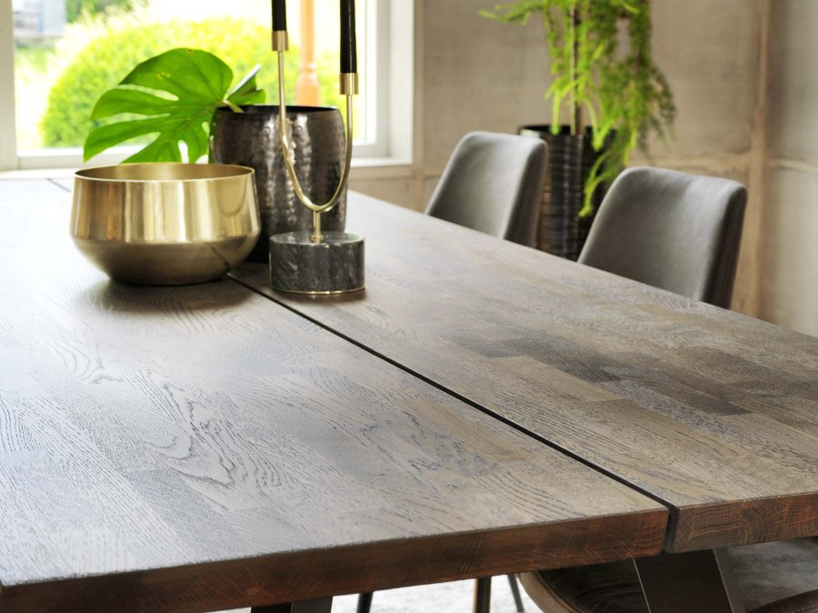 ROWICO Fred plankebord - mrkebrun eg og sort metal (240x100) 