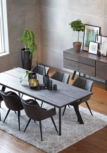 ROWICO Fred plankebord - mrkebrun eg og sort metal (240x100) 