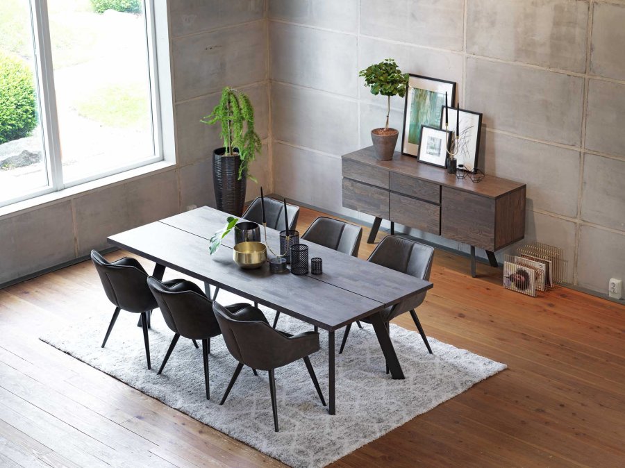 ROWICO Fred plankebord - mrkebrun eg og sort metal (240x100) 