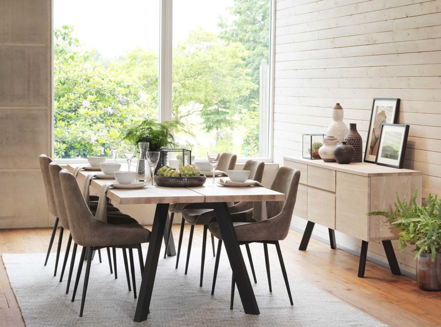 ROWICO Fred plankebord - hvidolieret eg og sort metal (240x100) 