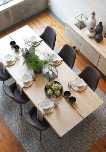 ROWICO Fred plankebord - hvidolieret eg og sort metal (240x100) 