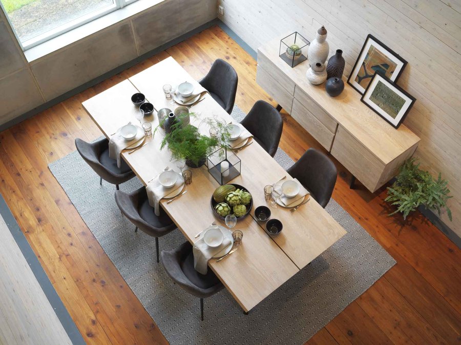 ROWICO Fred plankebord - hvidolieret eg og sort metal (240x100) 