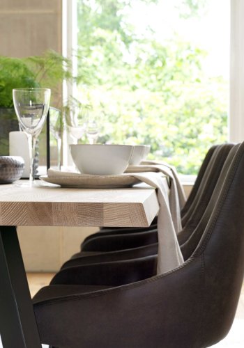 ROWICO Fred plankebord - hvidolieret eg og sort metal (240x100) 