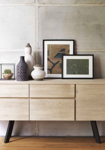 ROWICO Fred sknk - hvidolieret eg, m. 2 skuffer og 3 lger 