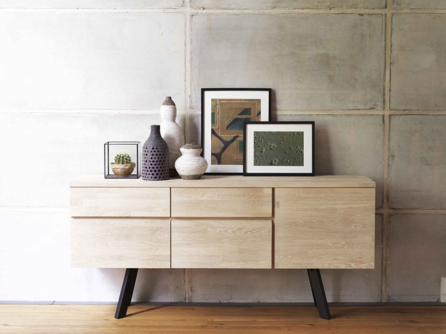 ROWICO Fred sknk - hvidolieret eg, m. 2 skuffer og 3 lger 