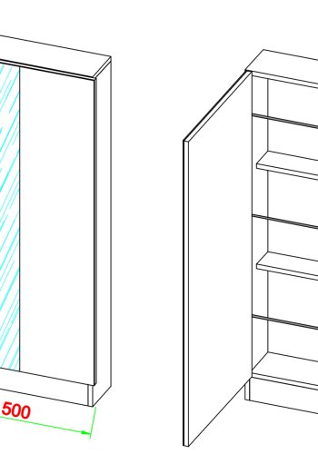 VCM NORDIC Fulisa skoskab, m. spejl p lge, 2 hylder - antracitgr tr