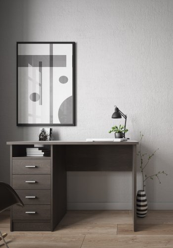 TVILUM Function Plus skrivebord, m. 1 rum og 4 skuffer - Rovere Gessato mrk MDF (110x48,5)