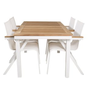 VENTURE DESIGN havest, m. Panama bord, m. udtrk og 4 Mexico stole, m. armln - teak/alu/textilene