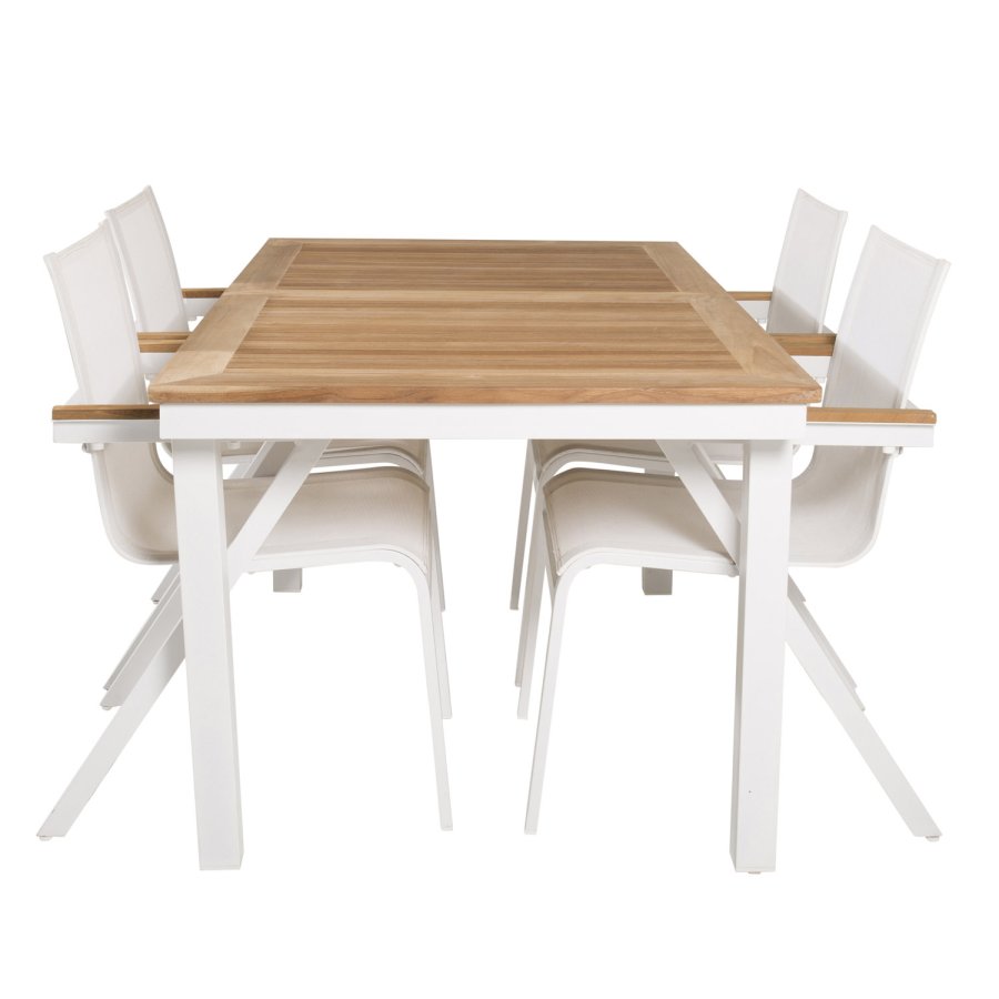 VENTURE DESIGN havest, m. Panama bord, m. udtrk og 4 Mexico stole, m. armln - teak/alu/textilene