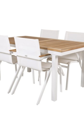 VENTURE DESIGN havest, m. Panama bord, m. udtrk og 4 Mexico stole, m. armln - teak/alu/textilene