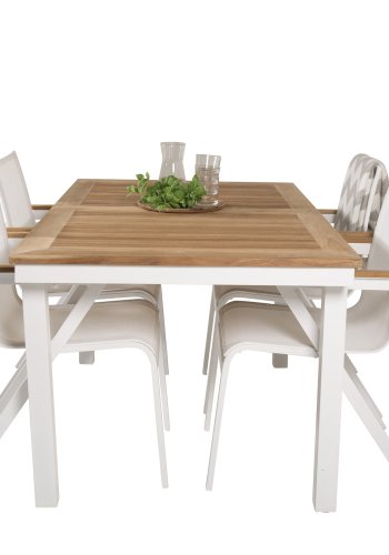 VENTURE DESIGN havest, m. Panama bord, m. udtrk og 4 Mexico stole, m. armln - teak/alu/textilene