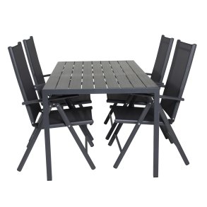 VENTURE DESIGN havest m. Break bord og 4 Break 5 pos. stole m. armln - sort alu og aintwood