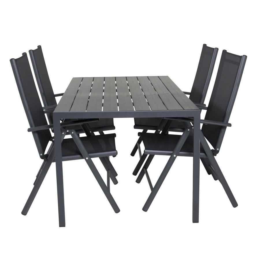 VENTURE DESIGN havest m. Break bord og 4 Break 5 pos. stole m. armln - sort alu og aintwood