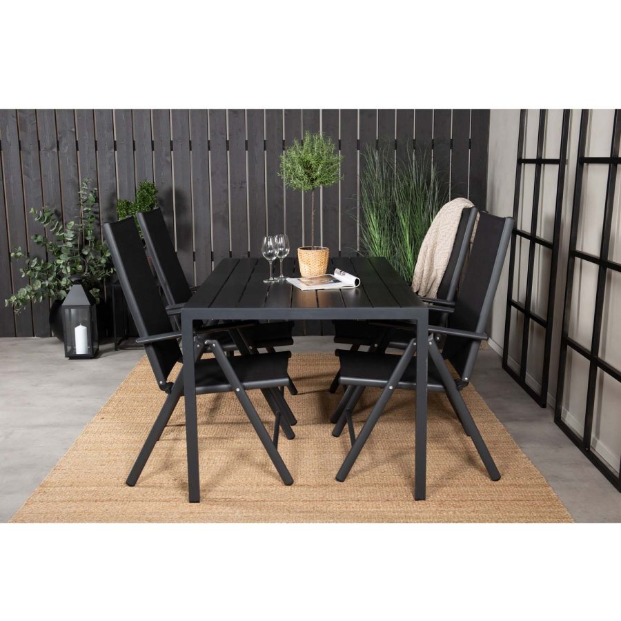 VENTURE DESIGN havest m. Break bord og 4 Break 5 pos. stole m. armln - sort alu og aintwood