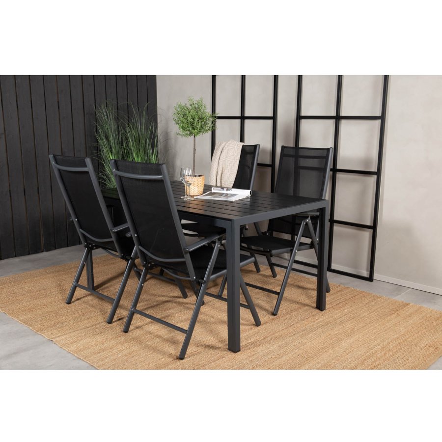 VENTURE DESIGN havest m. Break bord og 4 Break 5 pos. stole m. armln - sort alu og aintwood