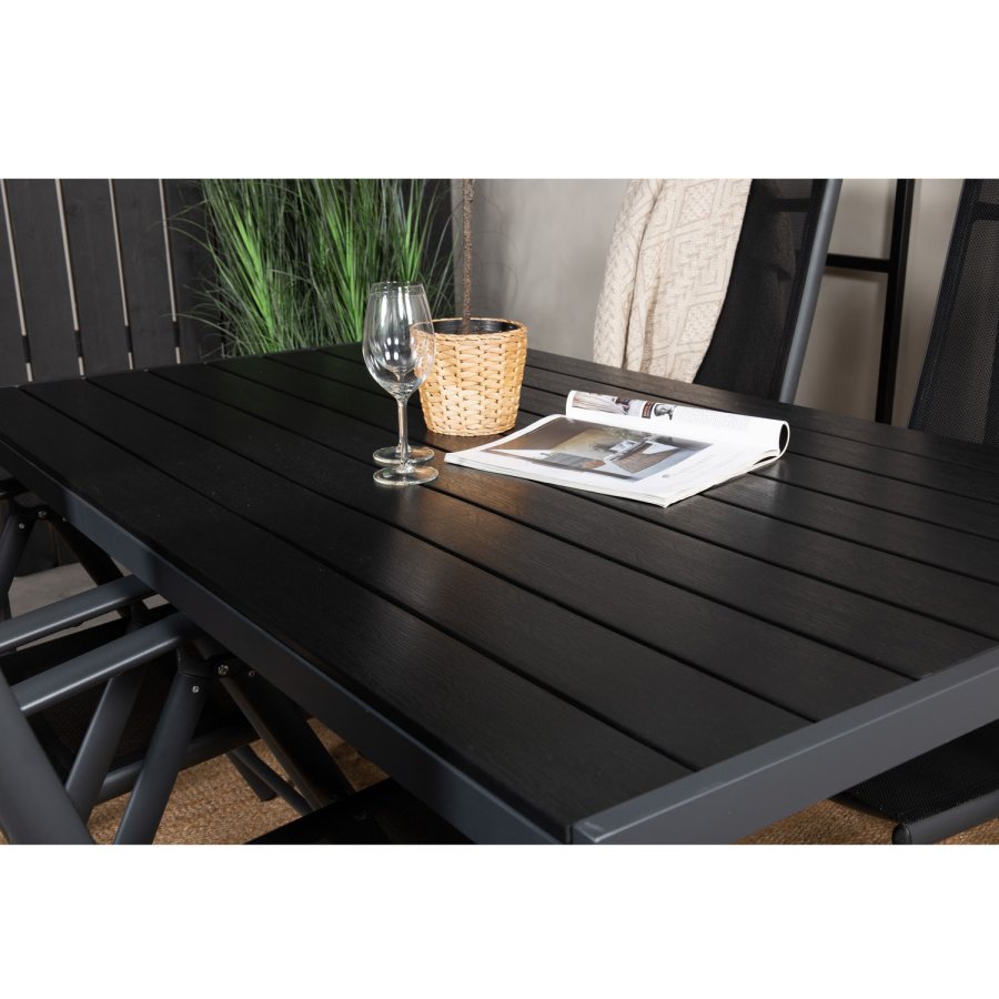 VENTURE DESIGN havest m. Break bord og 4 Break 5 pos. stole m. armln - sort alu og aintwood