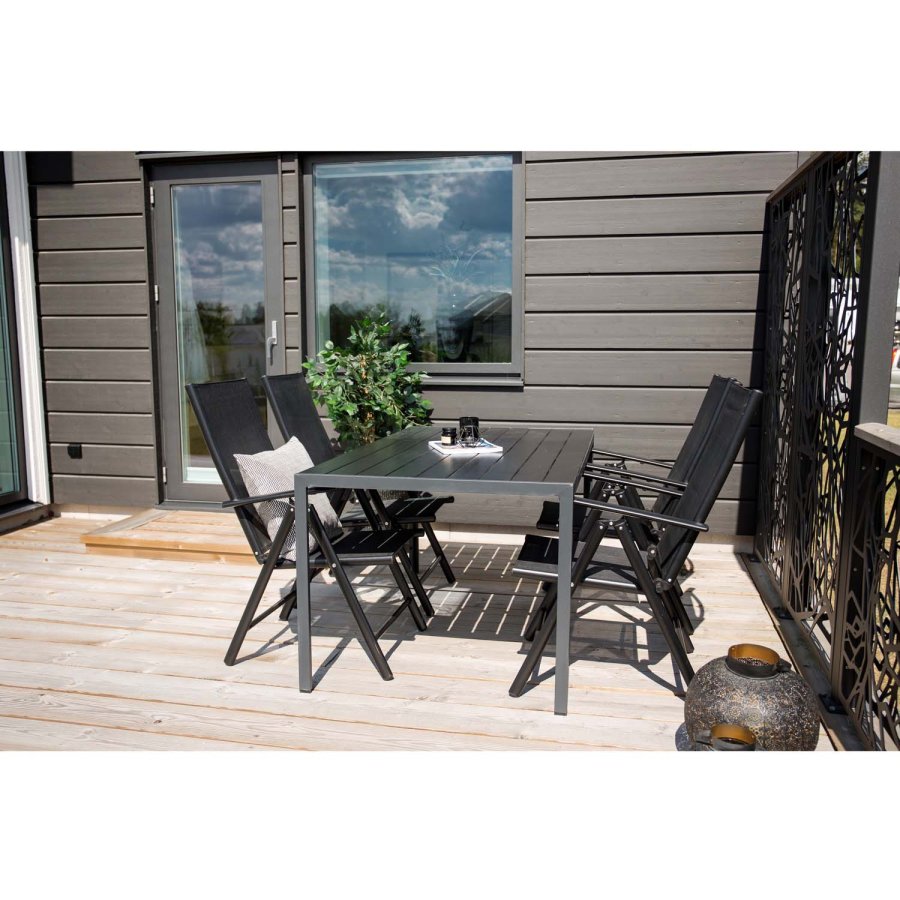 VENTURE DESIGN havest m. Break bord og 4 Break 5 pos. stole m. armln - sort alu og aintwood