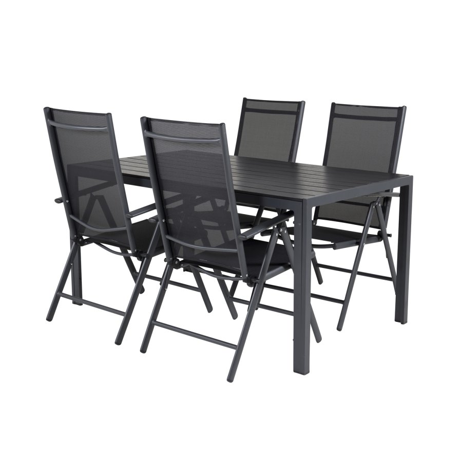 VENTURE DESIGN havest m. Break bord og 4 Break 5 pos. stole m. armln - sort alu og aintwood