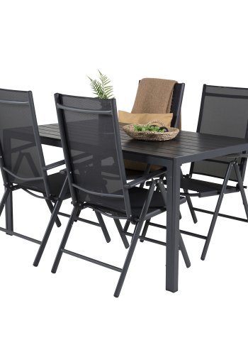 VENTURE DESIGN havest m. Break bord og 4 Break 5 pos. stole m. armln - sort alu og aintwood
