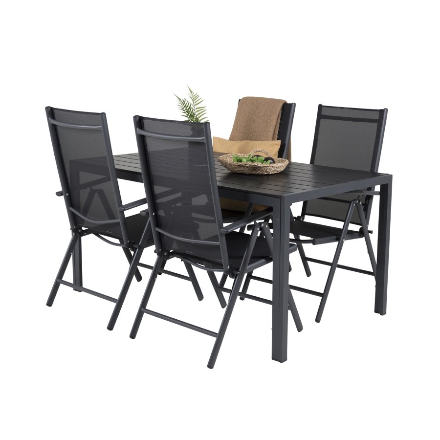 VENTURE DESIGN havest m. Break bord og 4 Break 5 pos. stole m. armln - sort alu og aintwood