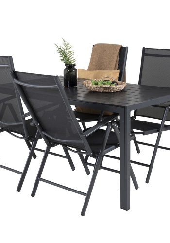 VENTURE DESIGN havest m. Break bord og 4 Break 5 pos. stole m. armln - sort alu og aintwood