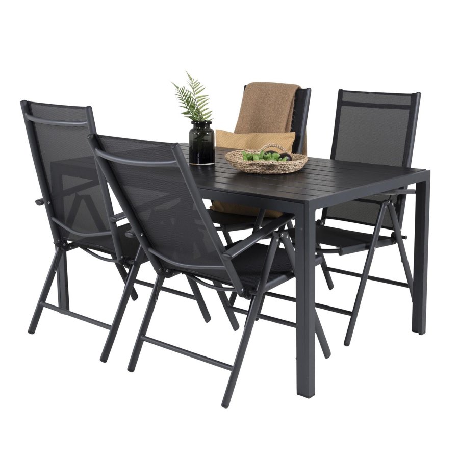 VENTURE DESIGN havest m. Break bord og 4 Break 5 pos. stole m. armln - sort alu og aintwood