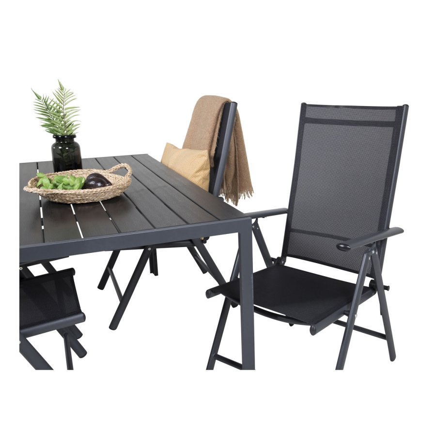 VENTURE DESIGN havest m. Break bord og 4 Break 5 pos. stole m. armln - sort alu og aintwood