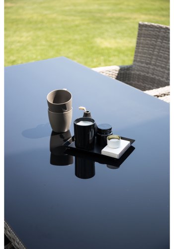 VENTURE DESIGN havest, m. Padova bord (200x100) og 6 Malin stole, m. armln - glas/flet 