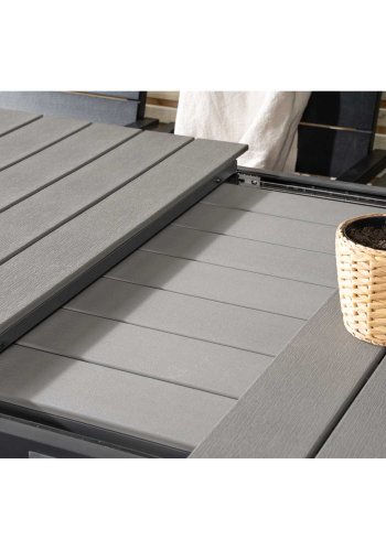 VENTURE DESIGN Levels havest m. bord m. udtrk og 8 stole m. armln - gr/sort aintwood/sort alu