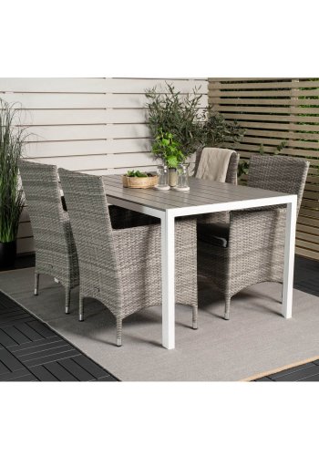 VENTURE DESIGN havest m. Break bord (150x90) og 4 Malin stole, m. armln - gr aintwood/alu 