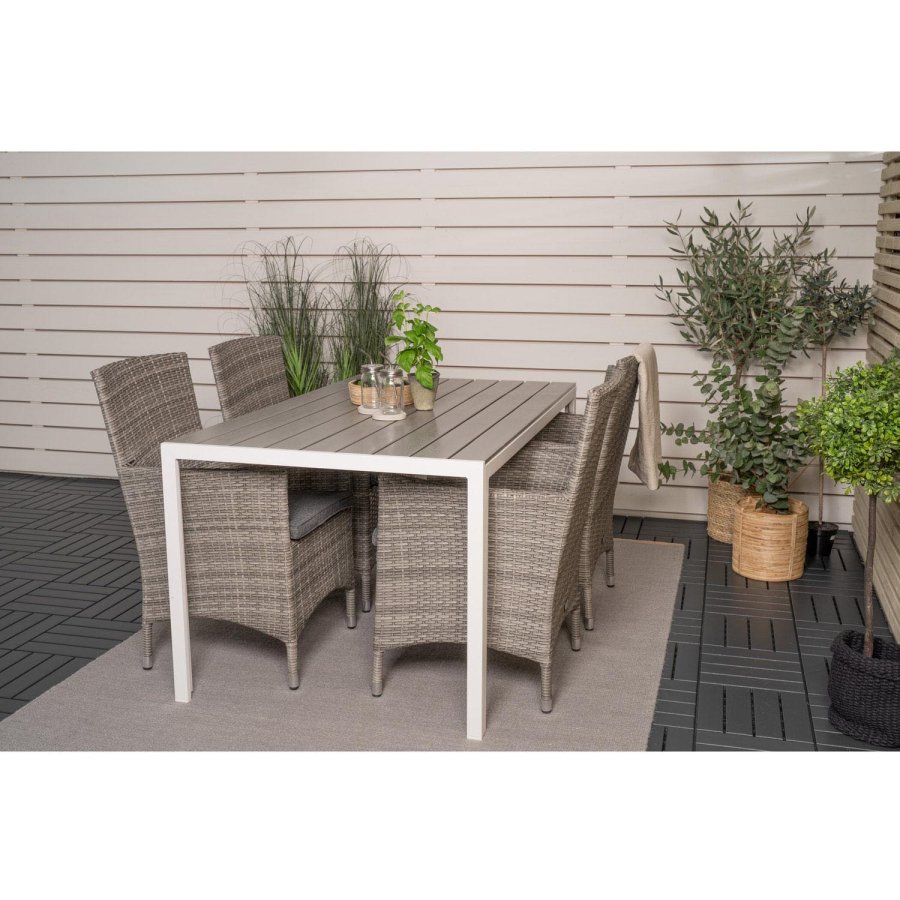 VENTURE DESIGN havest m. Break bord (150x90) og 4 Malin stole, m. armln - gr aintwood/alu 