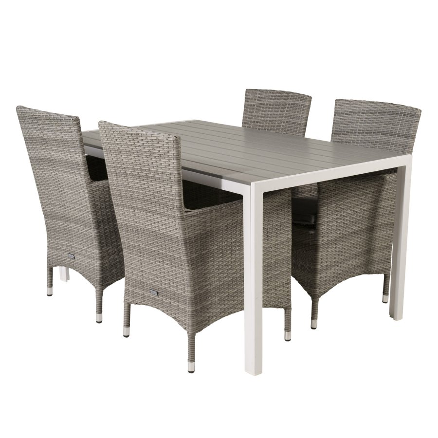 VENTURE DESIGN havest m. Break bord (150x90) og 4 Malin stole, m. armln - gr aintwood/alu 