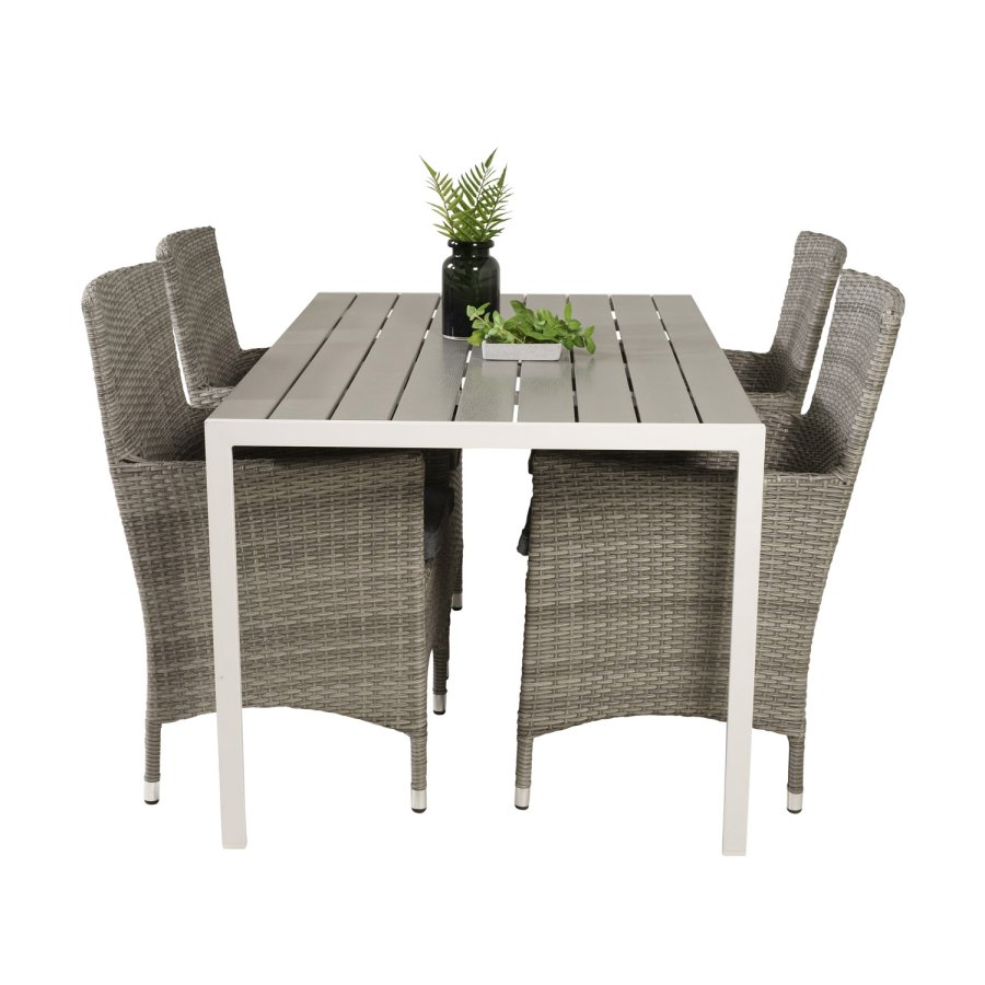 VENTURE DESIGN havest m. Break bord (150x90) og 4 Malin stole, m. armln - gr aintwood/alu 