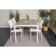 VENTURE DESIGN havebord m. Break bord og 4 Santorini stole m. armln - hvid alu og gr aintwood 